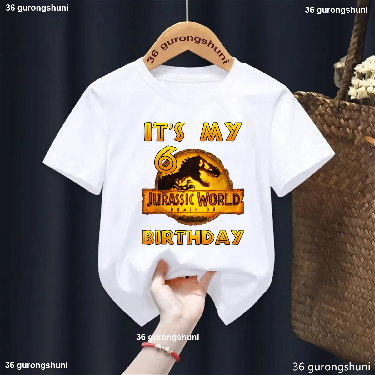 

White Kawaii Dinosaur Kids Clothes It'S My 1st/2nd/3rd/4th/5th/6th/7th/8th/9th Birthday Jurassic World Print Tshirt Girls/Boys