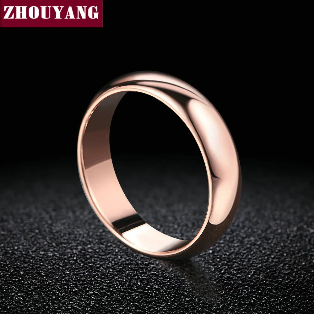 Simple Style Rose Gold Color Jewelry Wedding Couple Ring Full Sizes Top Quality R050 R049