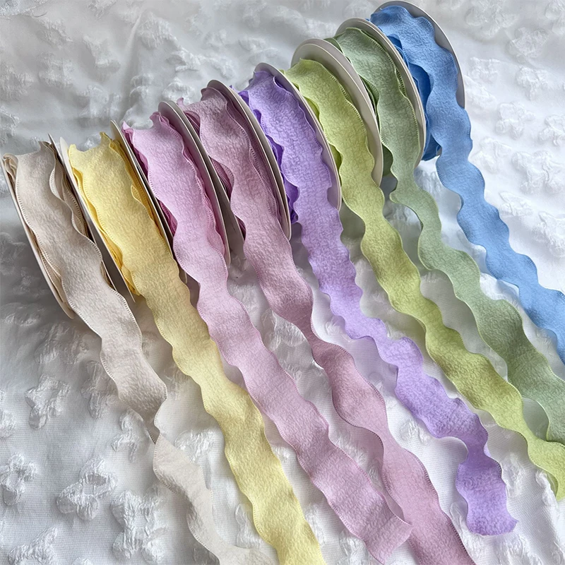 

10 Yards 2.5cm Colorful Wave Edge Ribbon Lace Ribbons for Handmade DIY Gifts Wrapping Decoration Flowers Bouquet Packaging