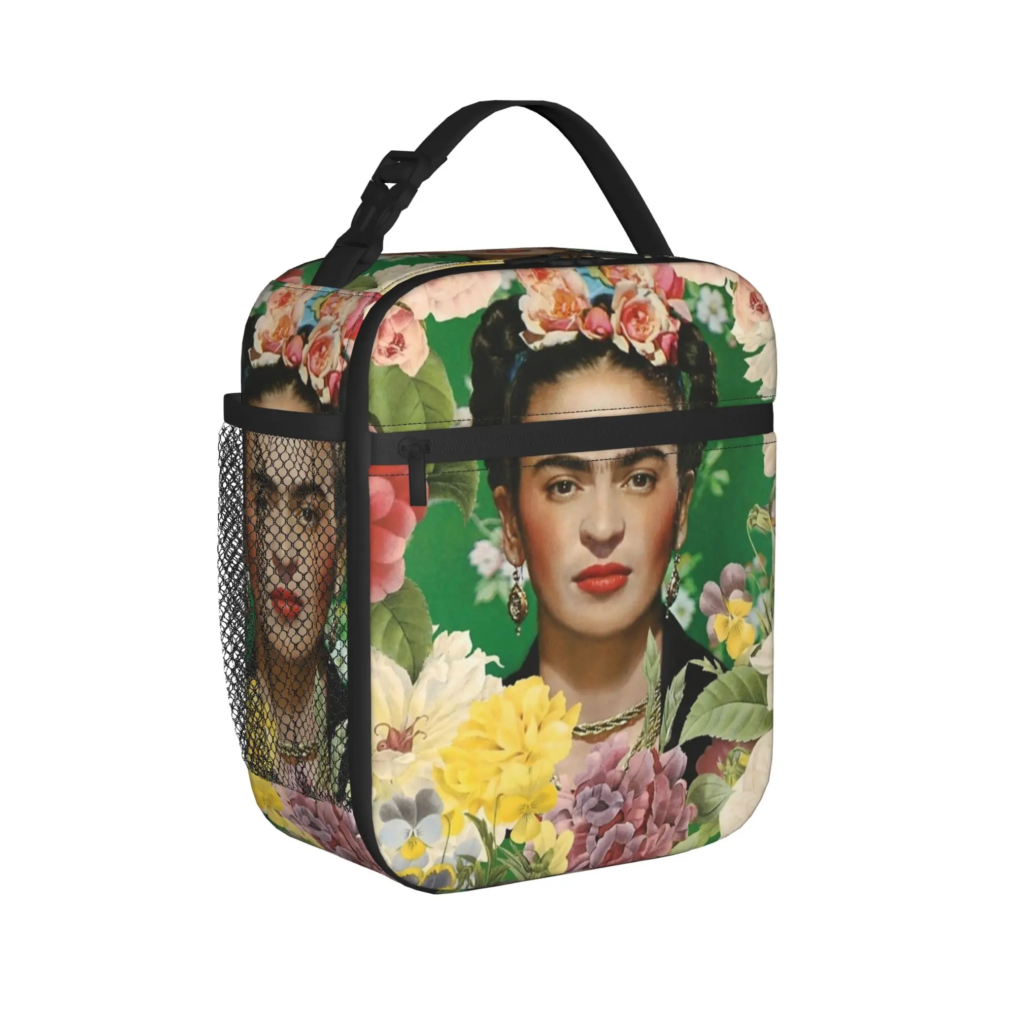 Fridas Mexican Artist Kahloo Insulated Lunch Bag Thermal Bag Reusable,Meal Container High Capacity Tote Lunch Box