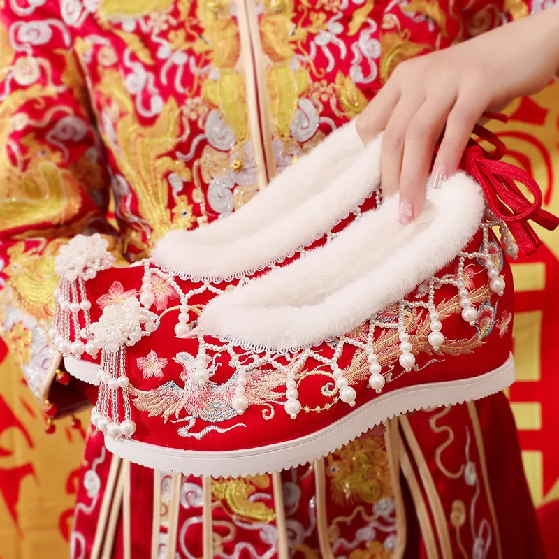 

Туфли для свадьбы в стиле Сюхэ с вышивкой и кисточками, в китайском стиле, для традиционного костюма Хань, для выступлений на сценическом стуле