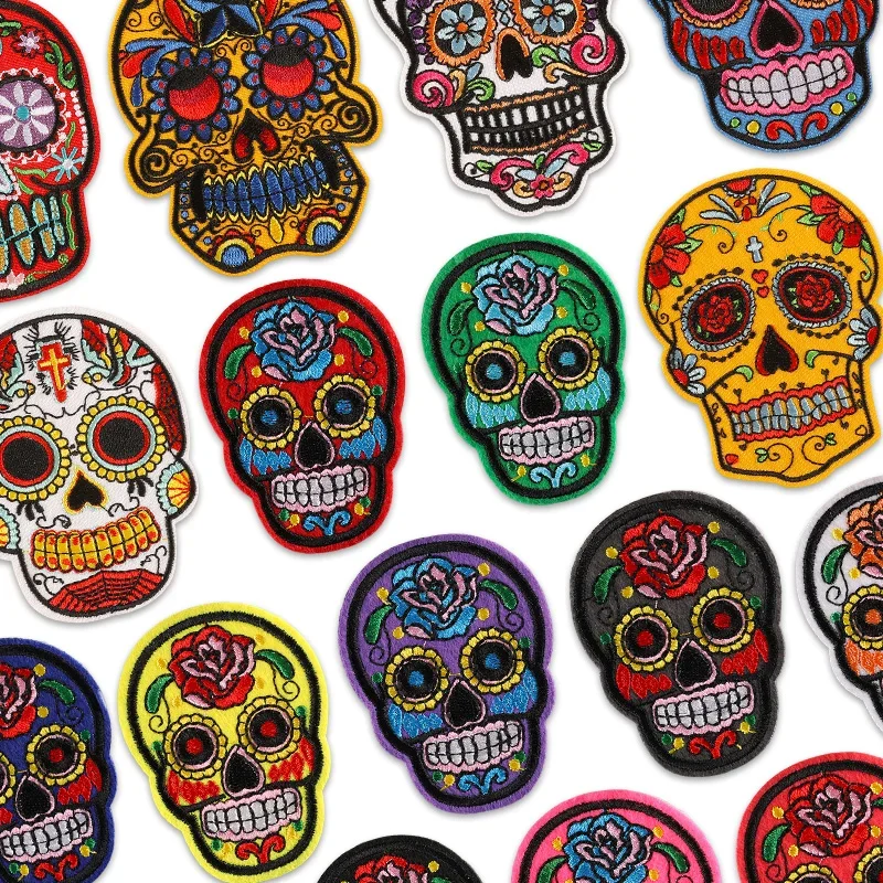 Patch Rock Thermocollant Punk Skull With Iron On For Clothes Embroidered Sew Mochila Designer Thermal Jacket Naszywki Diy Parche