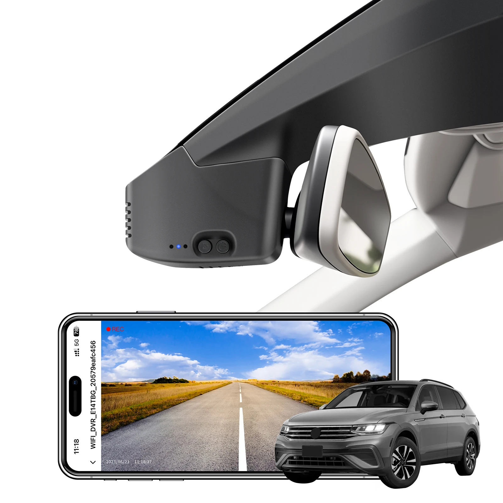 Mangoal 4K Dashcam voor Volkswagen Tiguan Gen2 AD/BW Dashcam (Model A/B) 2018-2024 GPS WiFi App Recorder 64GB/128GB kaart