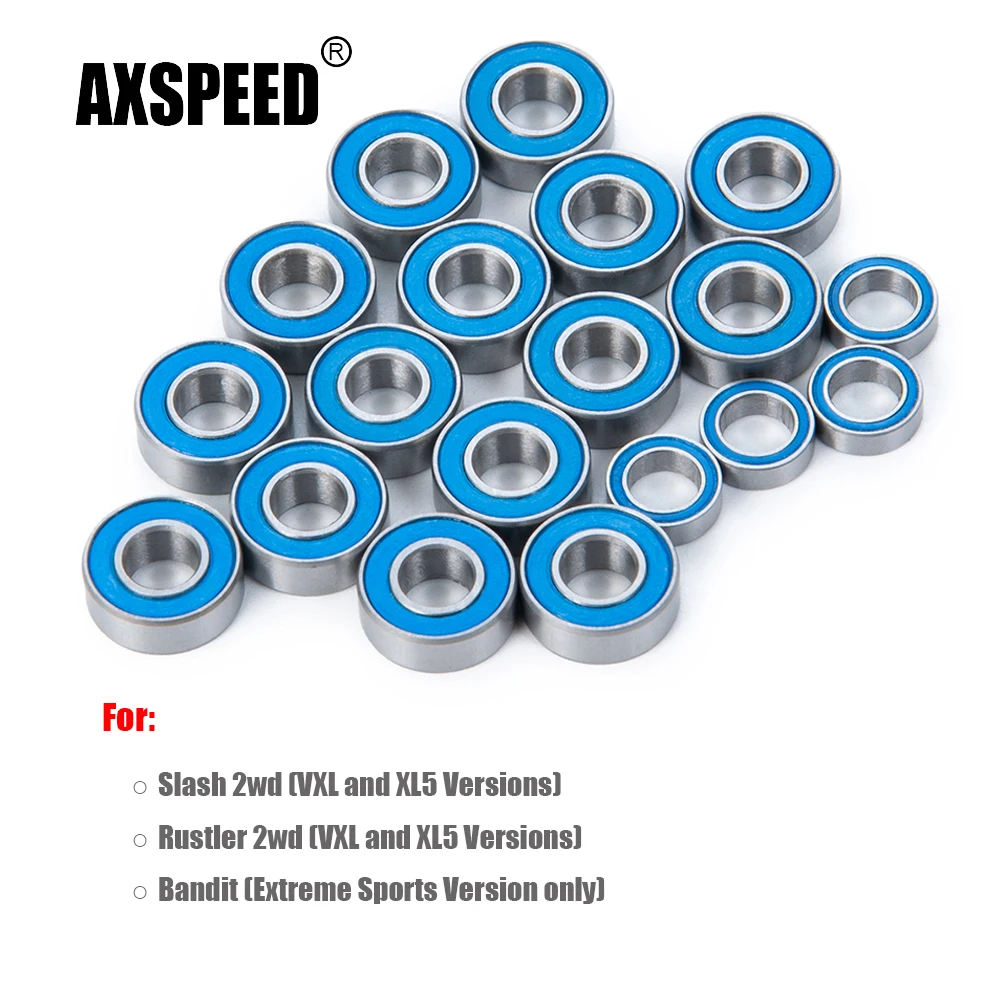 AXSPEED 19Pcs Wheel Hub Axle Sealed Bearing Kit for Slash Rustler 2wd Bandit  1/10 RC Car Truck Model Parts Accessories