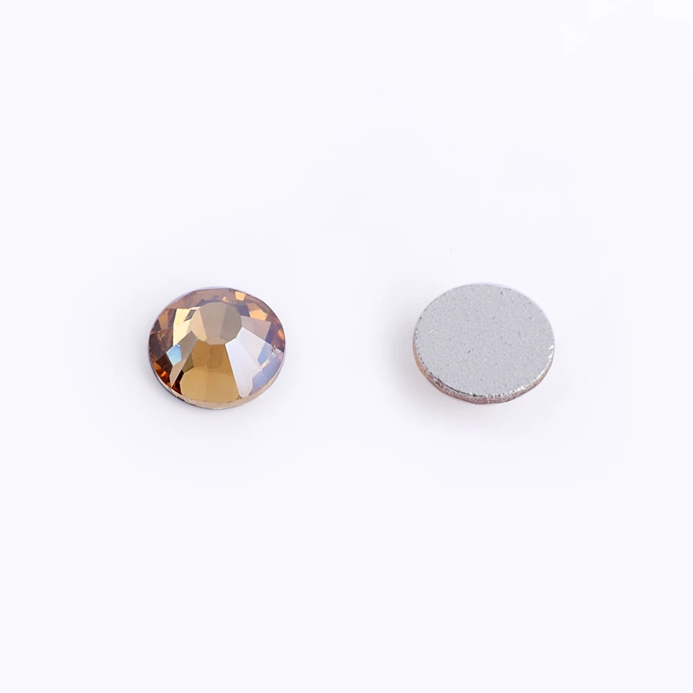 SS3-SS50 Top Quality Golden Champagne Glass Rhinestones Crystal Gold Flatback Strass Stones For Nail Art Crafts DIY Decorations