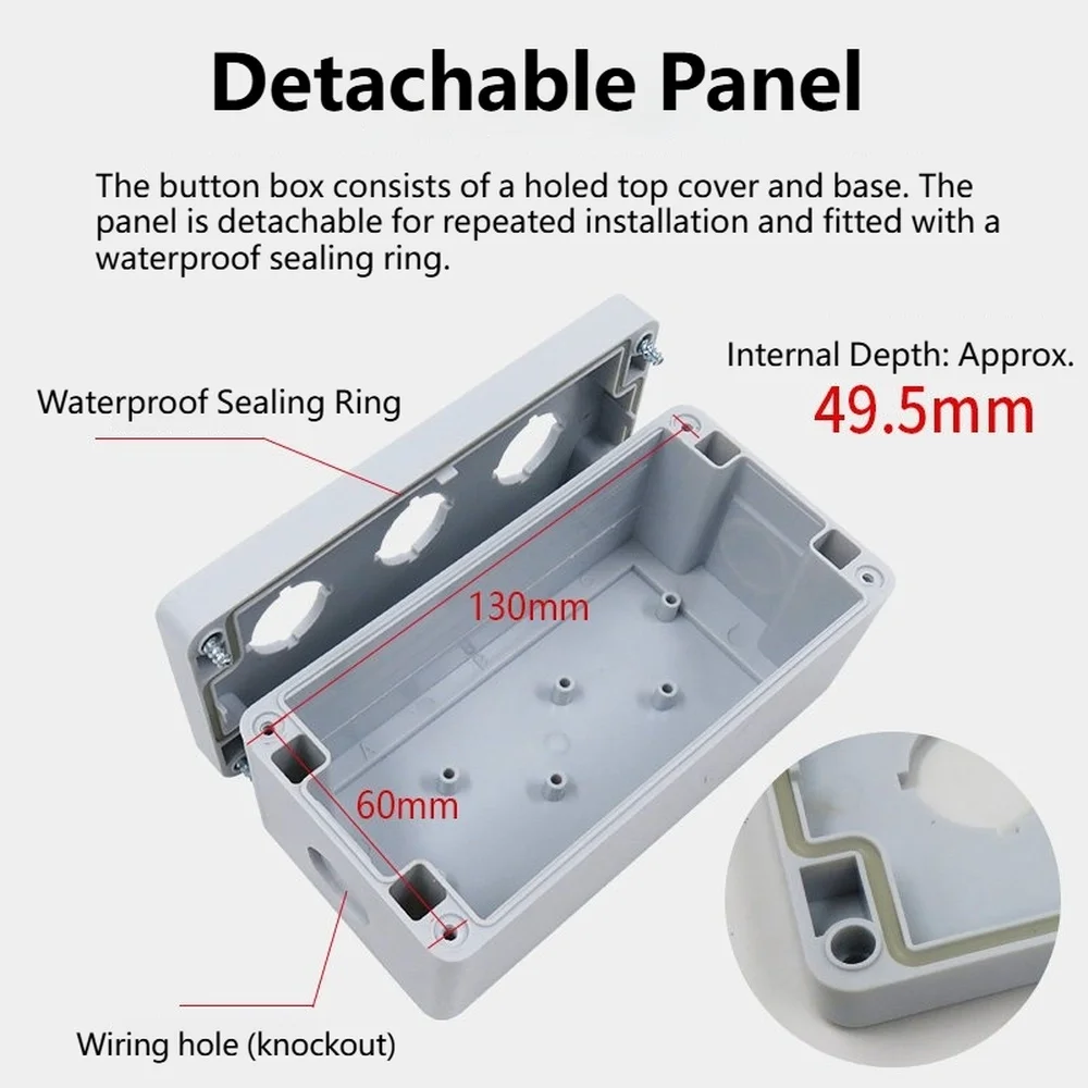 CNTD CBX1-CBX4 Push Button Enclosure Fits 22mm Push Button 1-4 Holes Splash Proof 4mm Wall Panel Mount Cable Gland Included