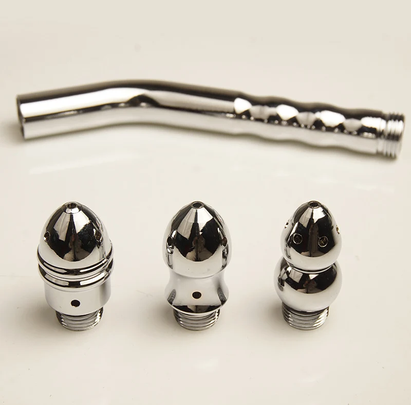 فوهة حقنة شرجية معدنية، 3 رؤوس منظف حقنة شرجية للاستحمام، تنظيف تنظيف دش المياه المحمول