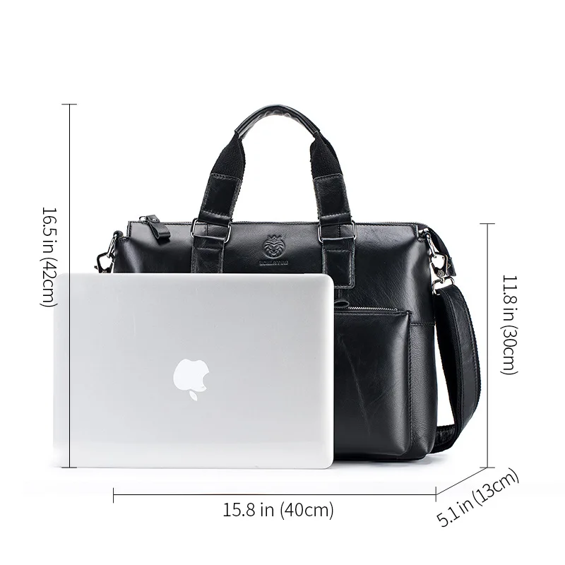 Valigetta da uomo in pelle di alta qualità Borsa da uomo in vera pelle Borsa a tracolla casual retrò Borsa per laptop da 15,8 pollici portatile