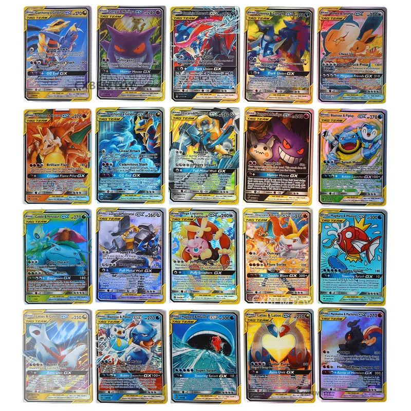 100pcs/set English Pokemon Cards GX TAG Team Vmax EX Mega Energy Shining Trading Collection Cards Arceus Vstar Card