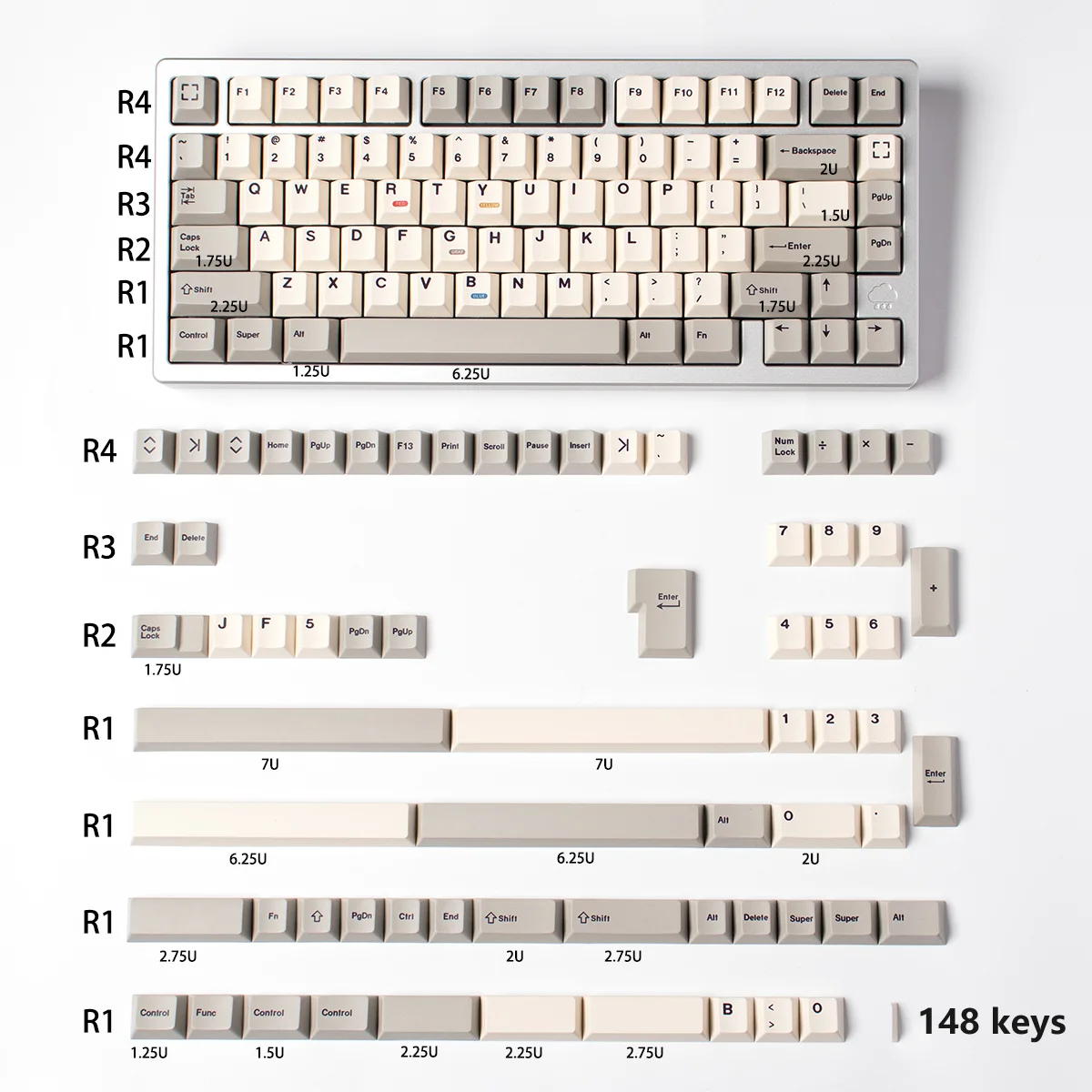 Imagem -05 - Pbt Retro Keycaps Adequados para Teclado Mecânico Cereja Perfil 142 Teclas Interruptores mx Conjunto