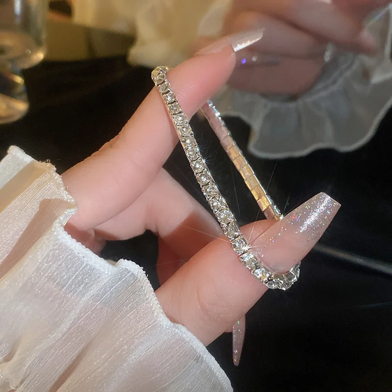 Luxury Elastic Stretch Tennis Crystal Bracelet for Women Full of Rhinestones Simple Zircon Bracelets Jewelry Birthday Gifts
