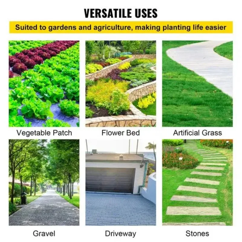 VEVOR Weed Barrier Landscape Fabric, 5 x 250 ft, 5 Oz Premium Woven Ground Cover Heavy Duty PP Material & Easy Setup, Single