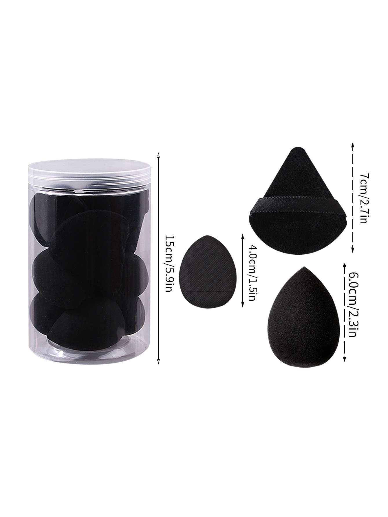 مجموعة إسفنجة مكياج معلبة، بيضة مكياج غير بطاقة، نفخة مسحوق مثلثة، نفخة مسحوق الإبهام أدوات مكياج متعددة الوظائف