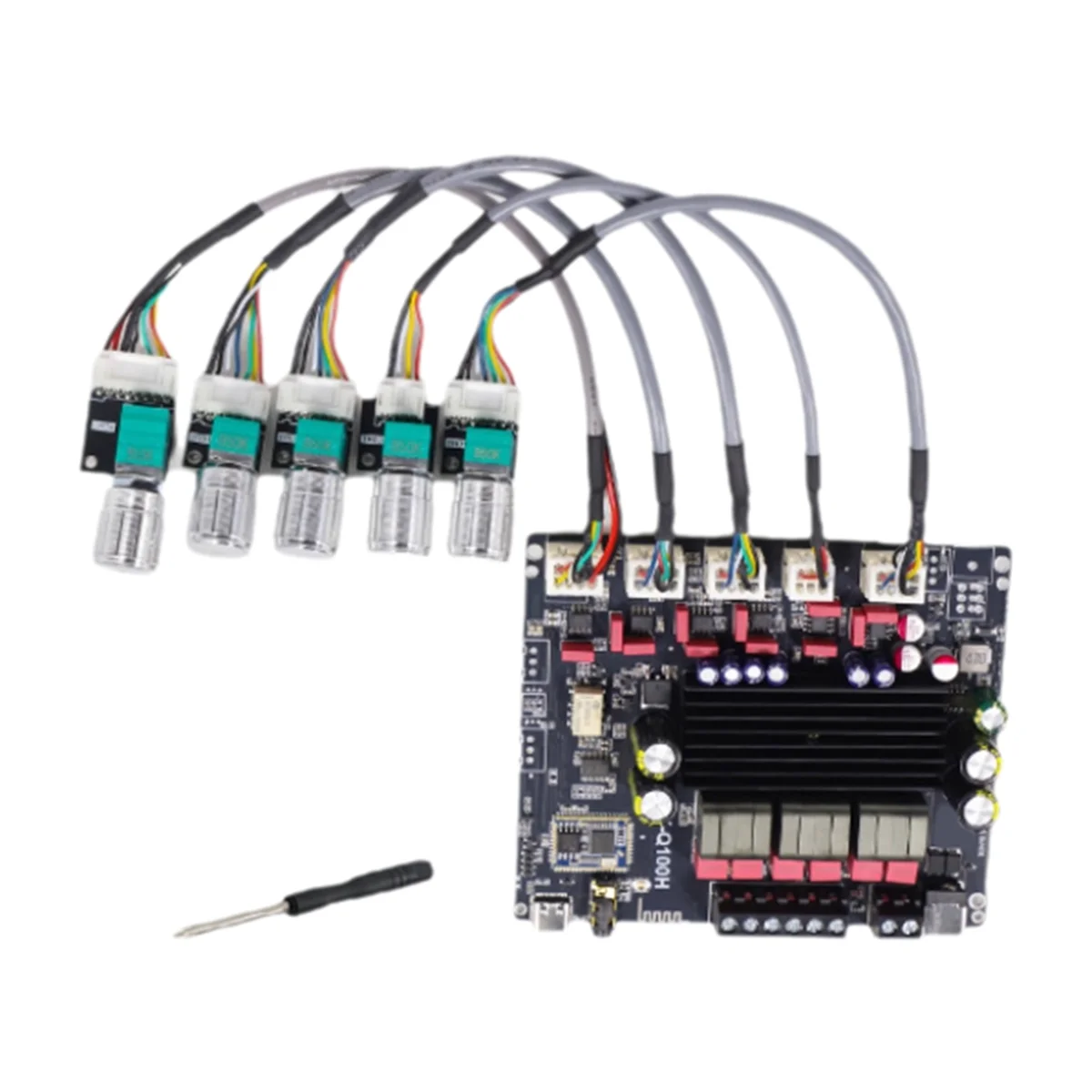 A83Z XY-Q100H لوحة مكبر كهربائي رقمي 2.1 قناة 50Wx2 + 100W مضخم صوت وحدة مضخم صوت بلوتوث مع سلك محمي #3