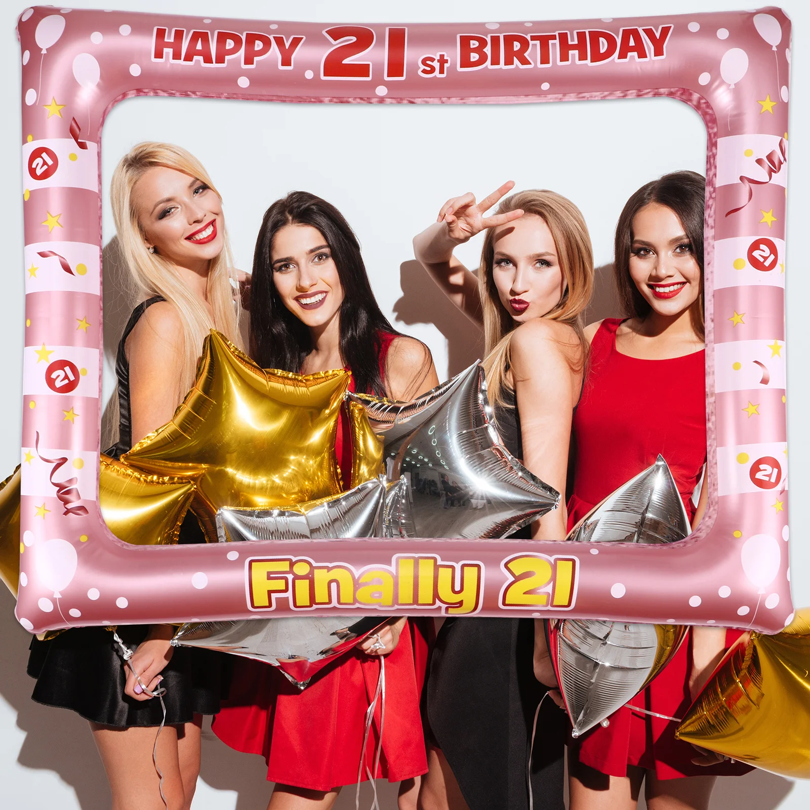 

1Pcs Inflatable Birthday Photo Frame PVC Party Prop Lightweight Fun Photo Booth Frame for Memorable Birthday Photos