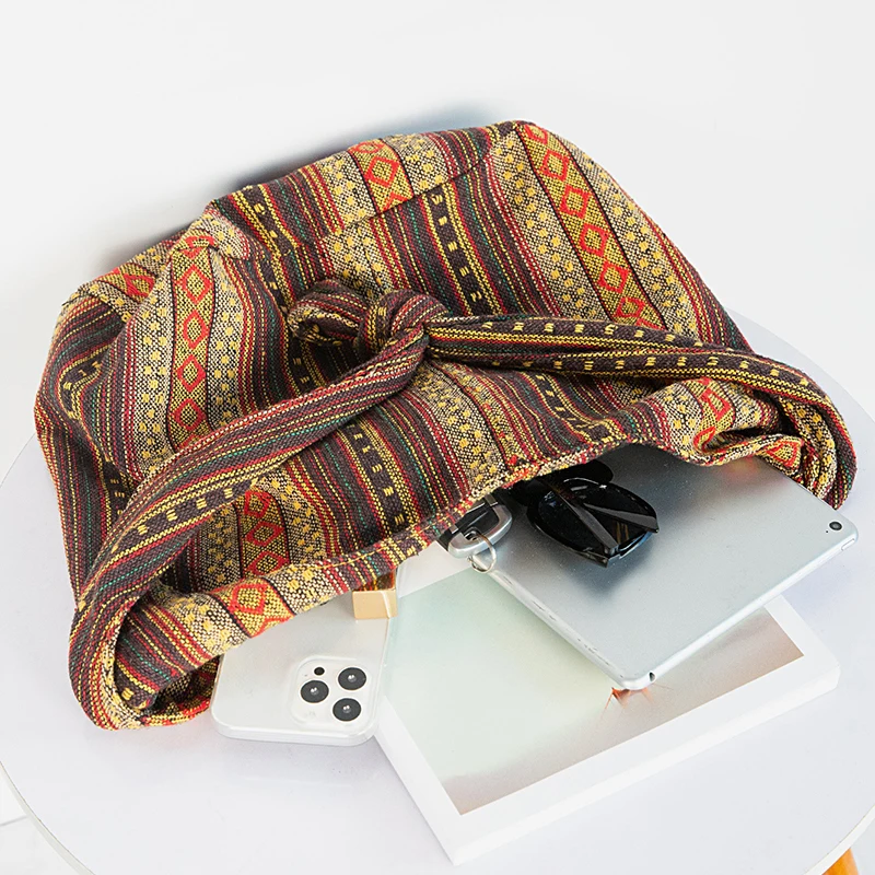 Damen Boho Chic Aztec Tote Bag Ethnic Sling Umhängetasche Schultertasche für Arbeit Reisen Lady Stricken Canvas Gypsy Hippie Bag – Detail 29