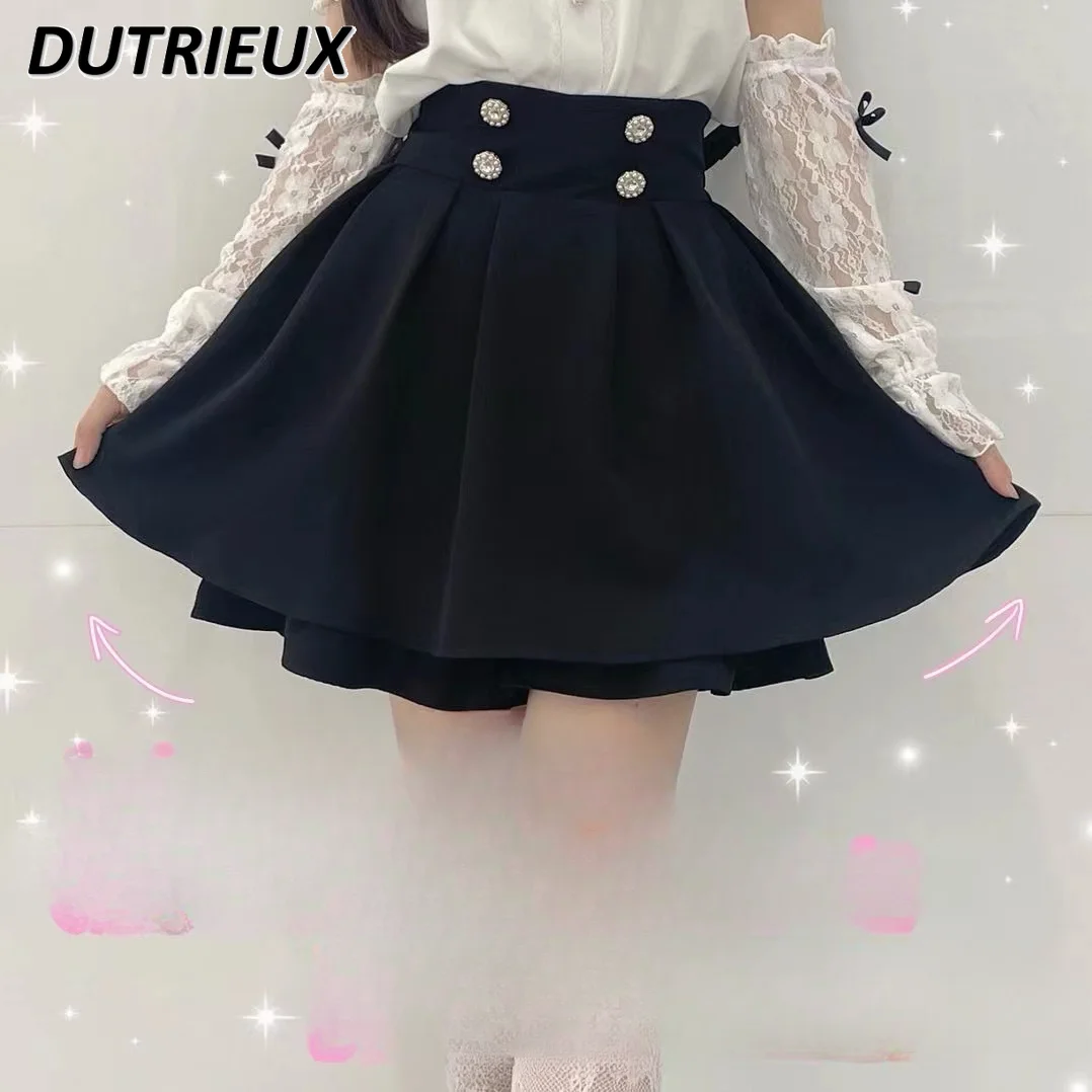 

Japanese Original New Mine Series Mass Production Sweet Solid Color High Waist Short Skirt Cute Bow A- Line Anti-Exposure Skirts