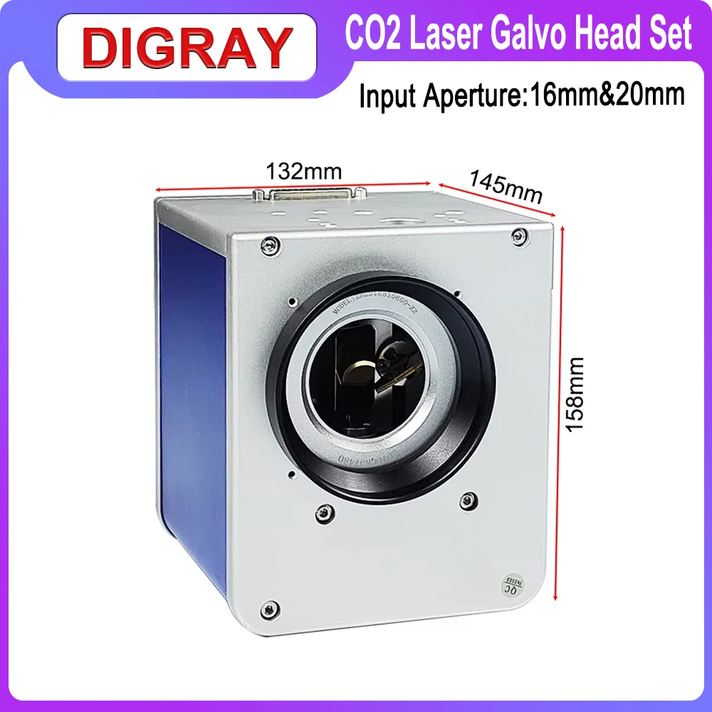 DIGRAY CO2 Laser Marking Machine Scanning Vibrating Head Group 10.6um 10600nm Input Aperture 16/20mm With Power Supply