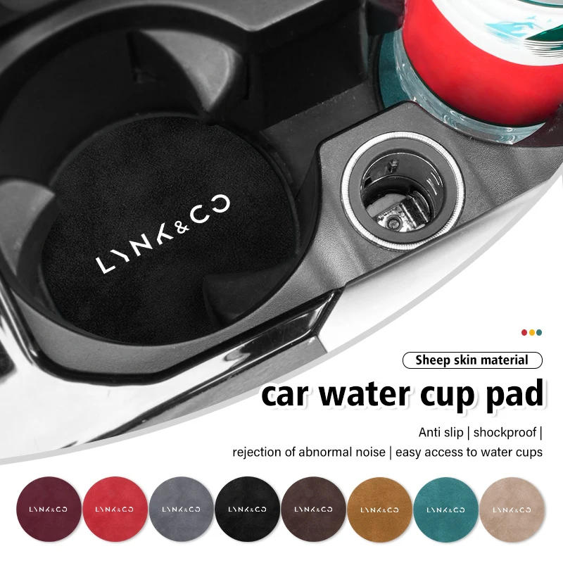 2pcs Car Coaster Water Cup Slot Non-Slip Pad Cup Holder Mat For LYNK&CO 01 02 03+ 05 06 09 PHEV 09 MHEV