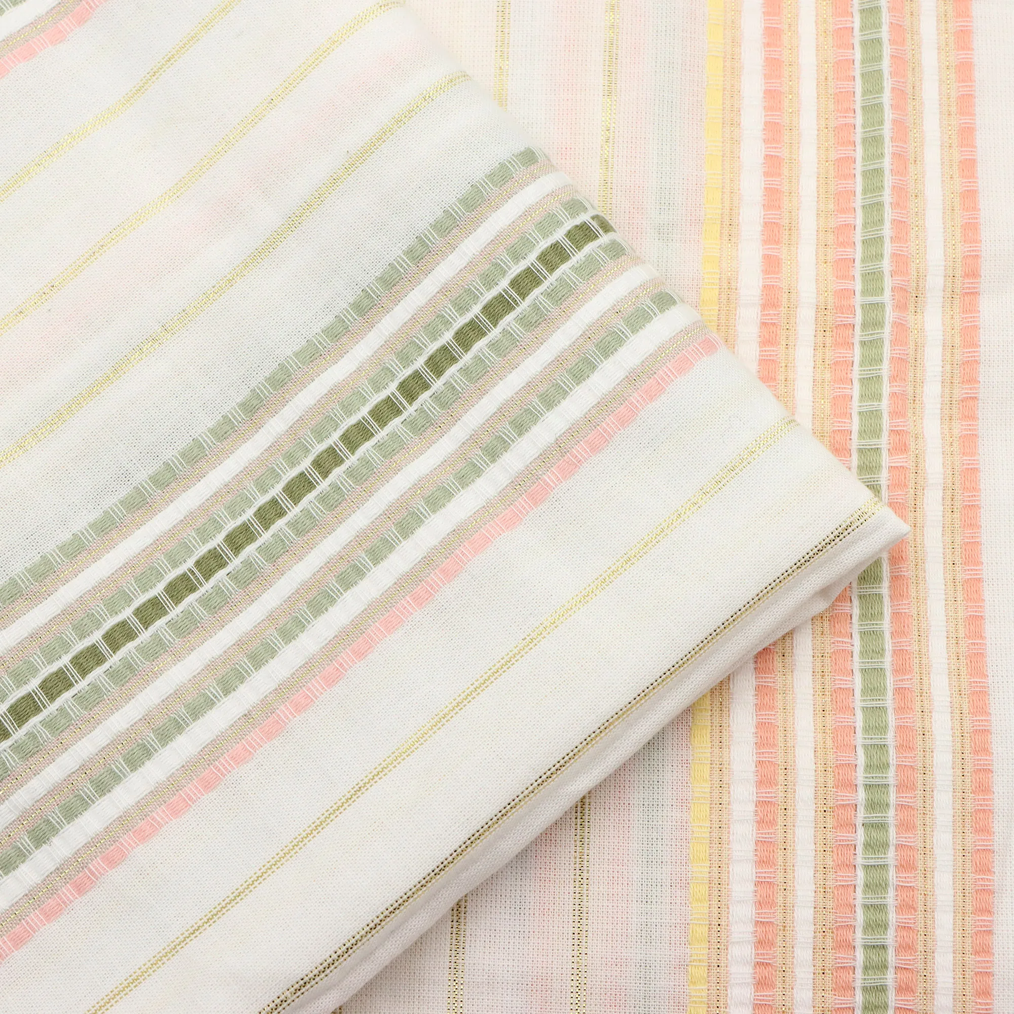 Pre-cut 1pc Striped Cotton Jacquard Fabric,57x19.68inch Pre-cut Fabric Sheets - Breathable Soft Slightly Sheer