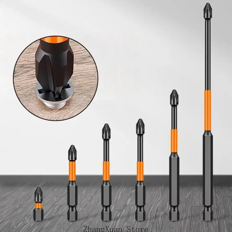 3XUF 6PCS 자기 영향 비 슬립 교차 스크루 드라이버 헤드 핸드 전기 드릴 육각형 전기 드라이버 비트 세트 도구