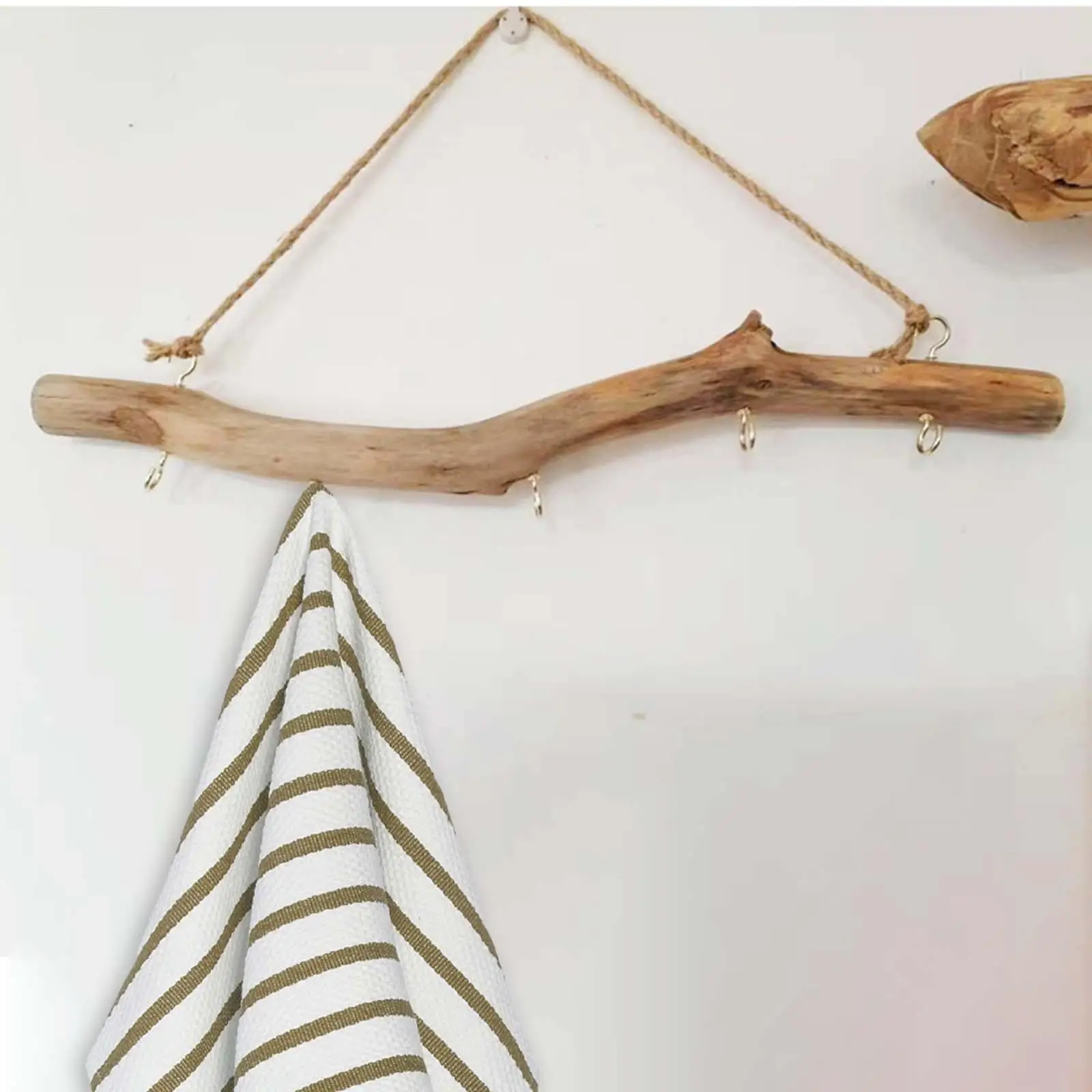 Wooden Hook Wall Mounted Driftwood Hook with Hooks Branch Hanger Rack for Small Item Key