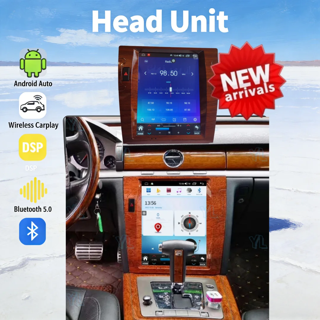 12.1 Inch Touch Screen Android 14 For Volkswagen Phaeton 2004-2015 Car GPS Navigation Multimedia Tape Recorder Head Unit Auto BT