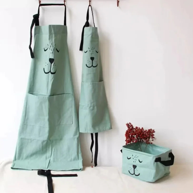 Kids Adult Aprons Woman kitchen apron BBQ Bib Baking Parent Child Painting Interest class Apron Home Cleaning Tools