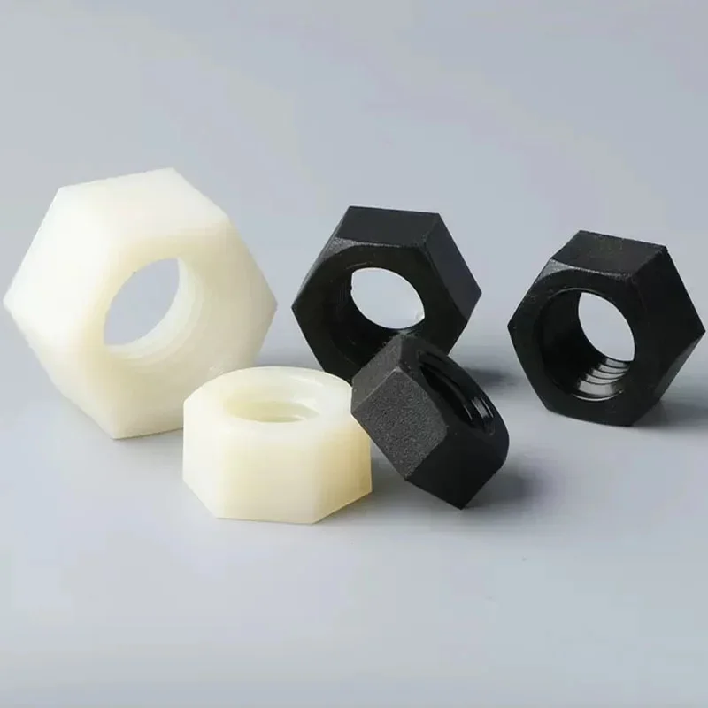 5-100pcs Plastic Nylon Hex Hexagon Nut M2 M2.5 M3 M4 M5 M6 M8 M10 M12 M14 M16 M18 M20 Black Or White Insulation Hexagon Nuts