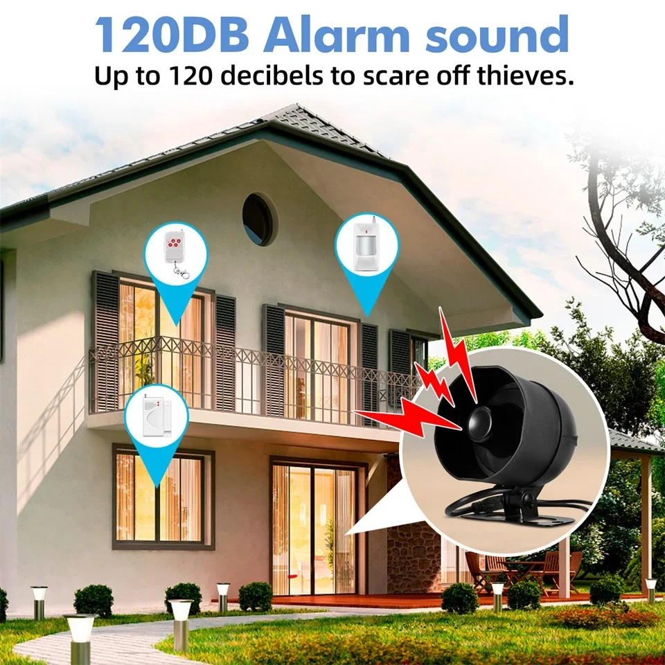 

KERUI 120db Tuya Smart WiFi Loudly Speaker Alarm System Siren Alarm with Door Window Sensor Burglar for House Home Security