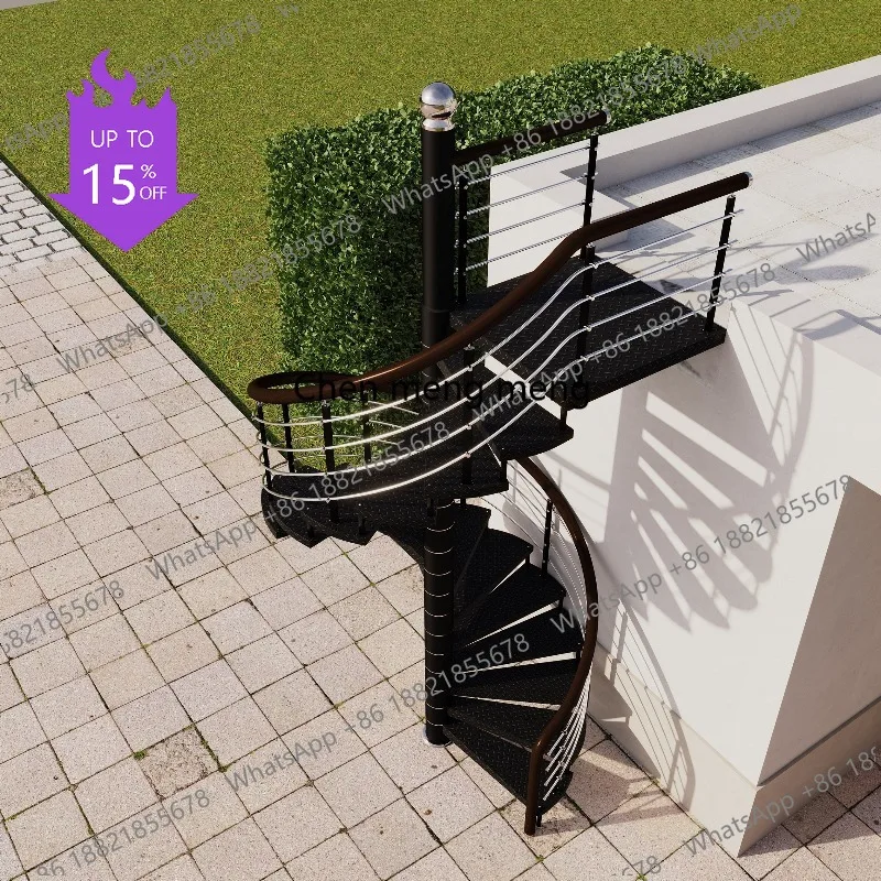 

Smt51 Outdoor spiral staircase outdoor custom rural self-built house fire steel structure plate villa iron staircase