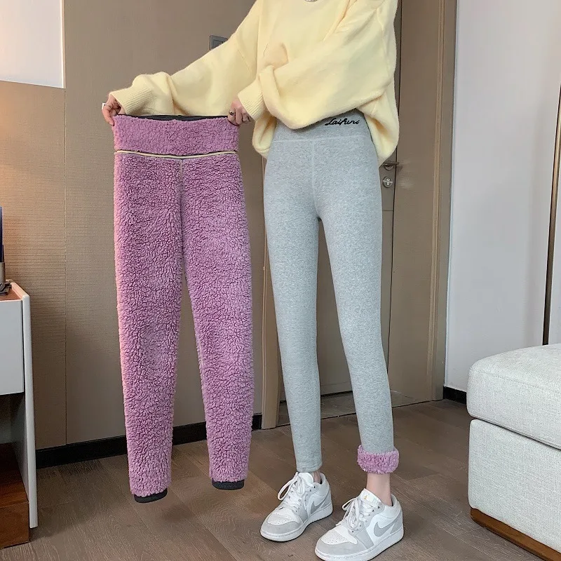 Extra-thick Cloudy Fleece Leggings Women Outside Wear Winter Padded and Thickened Warm Trousers High-waisted Large Size