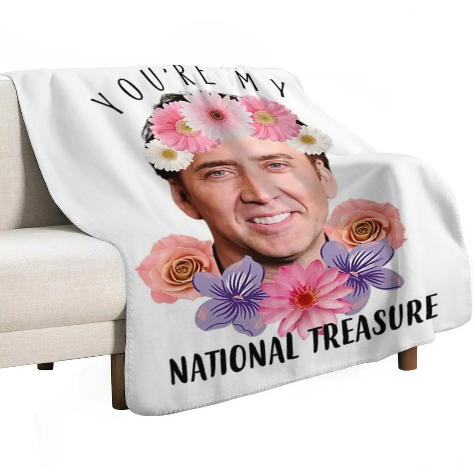 National Treasure T-ShirtNicolas Cage You're My National Treasure Funny Throw Blanket Bed funny gift Decorative Beds Blankets
