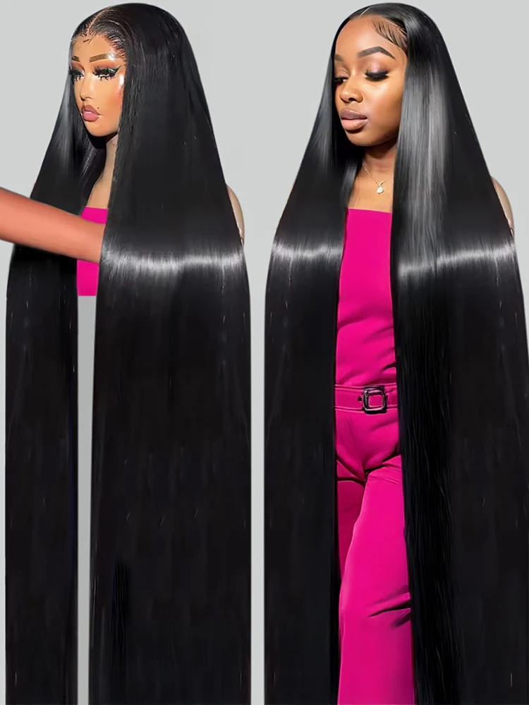 

250 300 Density Transparent HD Human Hair Wig 40 Inch Bone Straight 13x4 Lace Front 13x6 Brazilian Lace Frontal Wigs for Women