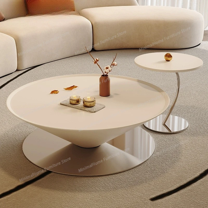 

Italian Simple Coffee Table Modern Household Cream Wind Coffee Table Fiberglass Saucer Living Room Furniture Stolik Kawowy XYCJ