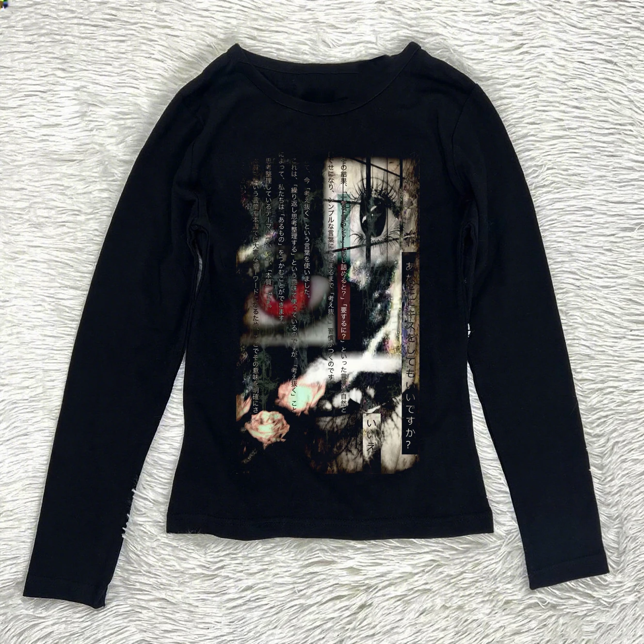 

Одежда в стиле гранж Y2k Top Crop Top Женские футболки Kpop Графические футболки Y2k Kitty 2000-х Топы Эмо Гот с длинным рукавом Harajuku Kawaii