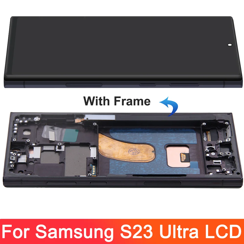 Tested For Samsung Galaxy S23 Ultra 5G S918B S918B/DS LCD Display Touch Screen Digitizer Assembly Replacement Parts with Frame