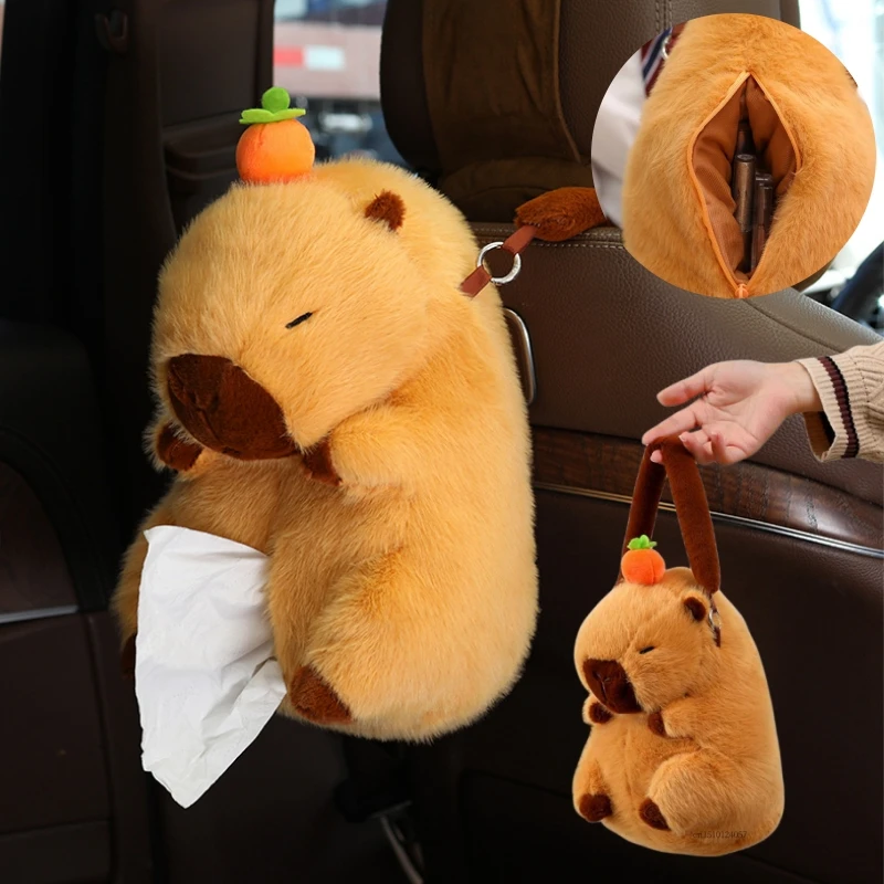 New 28/33CM Capybara Tissue Box Handbag Cartoon Stuffed Animal Bag Super Soft Dolls Girls Boys Funny Home Office Decor Pillow