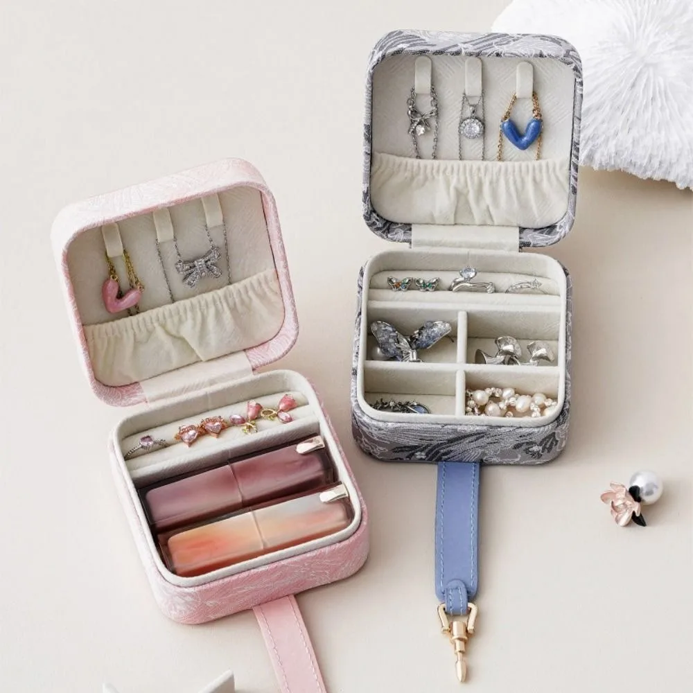 

Embroidery Jewelry Packing Box Flower Large Capacity Jewelry Display Box Necklace Earrings Organizer Jewelry Storage Case Travel
