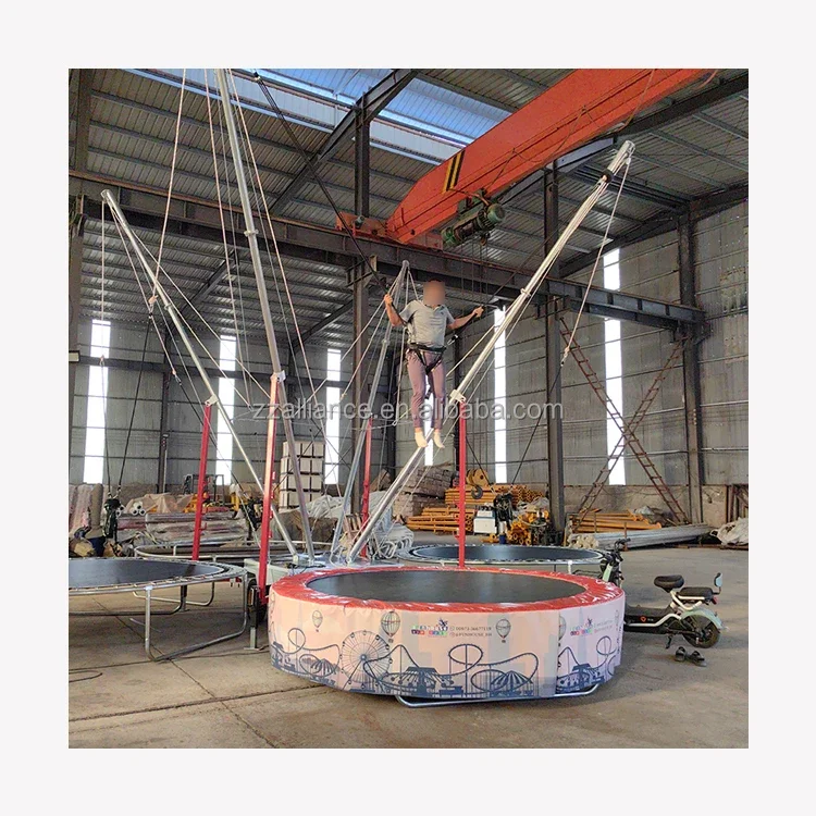 2026 Outdoor Entertainment 4 People Bungee Jumping Trampoline Movable with Wheels Mobile Trailer