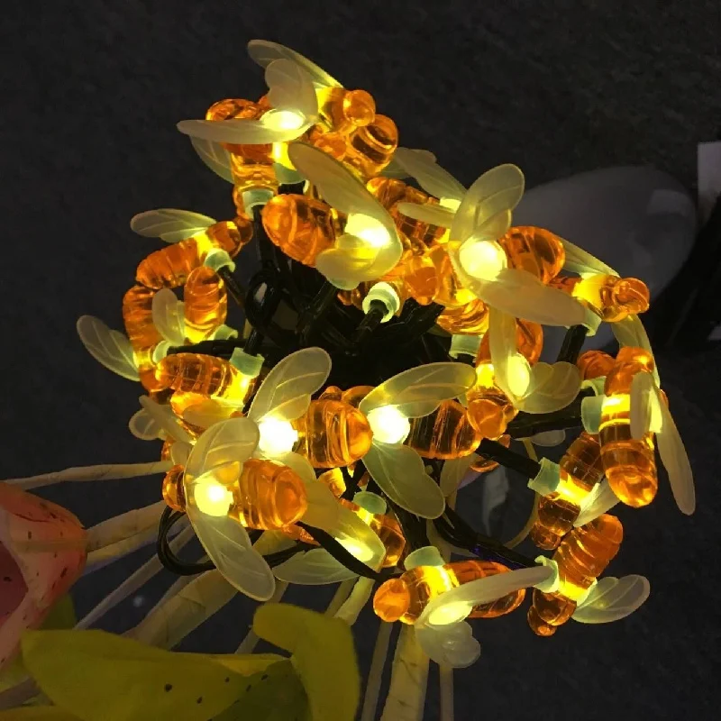 

Warm White Solar String Lights Simulation Honey Bees Outdoor Waterproof for Garden Christmas Decorations 20LED 50LED