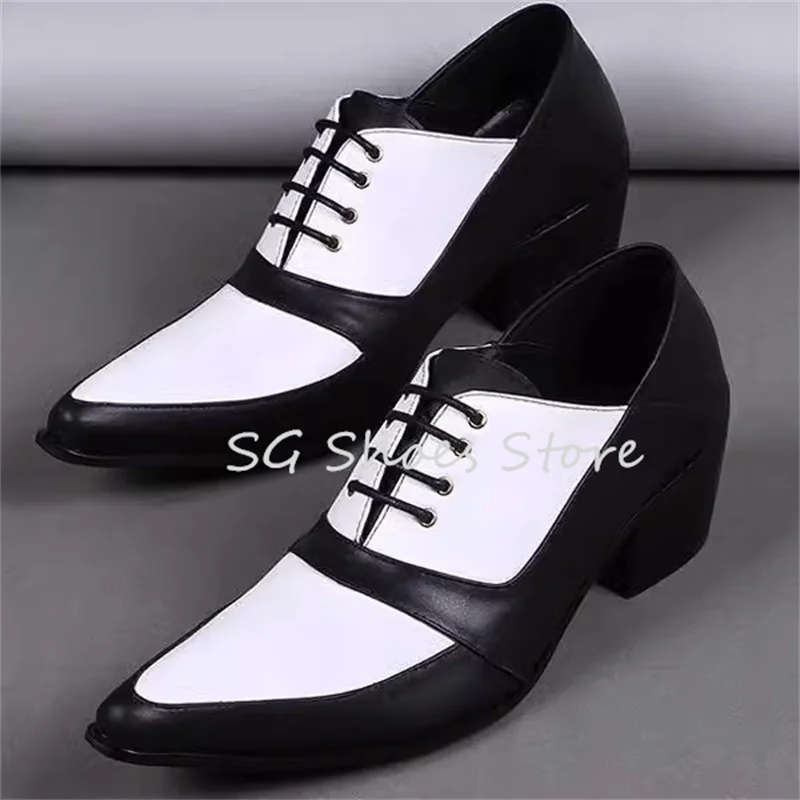 

Fashion Mixed Color Genuine Leather Loafers for Men British Style Pointed Toe Wedges Dress Shoes Male Business Party Shoes