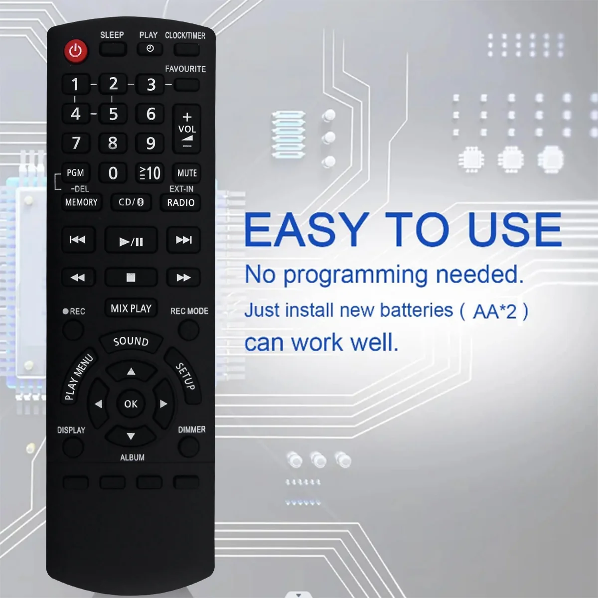 Replace N2QAYB001102 Remote Control for Panasonic SC-PMX800 Watt Shelf Audio System