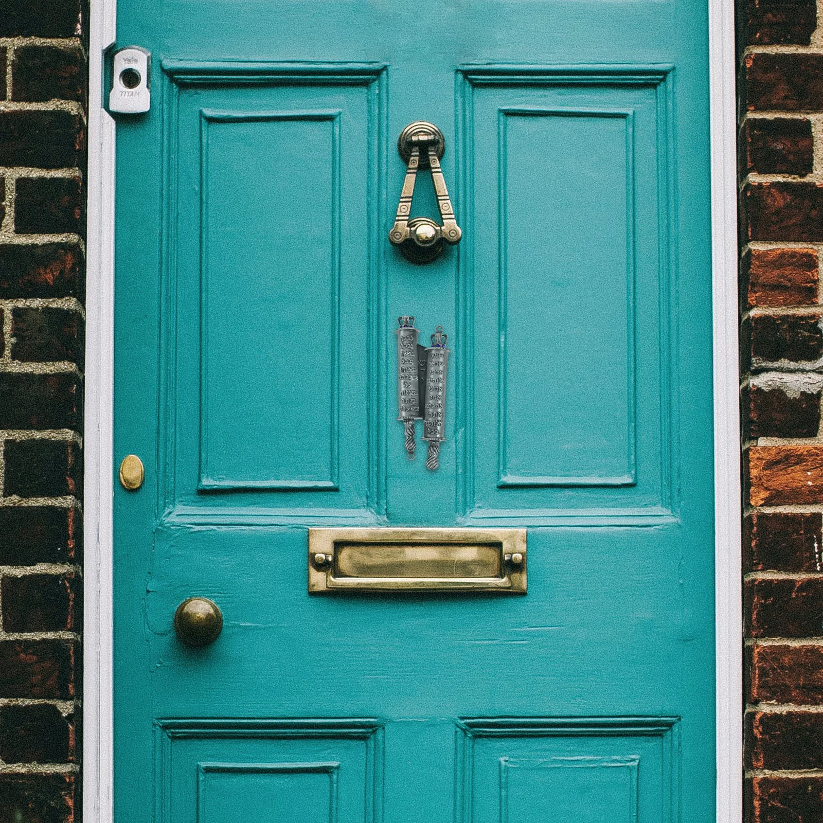 

1 set 1 Set Metal Mezuzah Engraved Blessing Scroll For Front Door Decor Religious Craft Judaica Symbol Home Decor