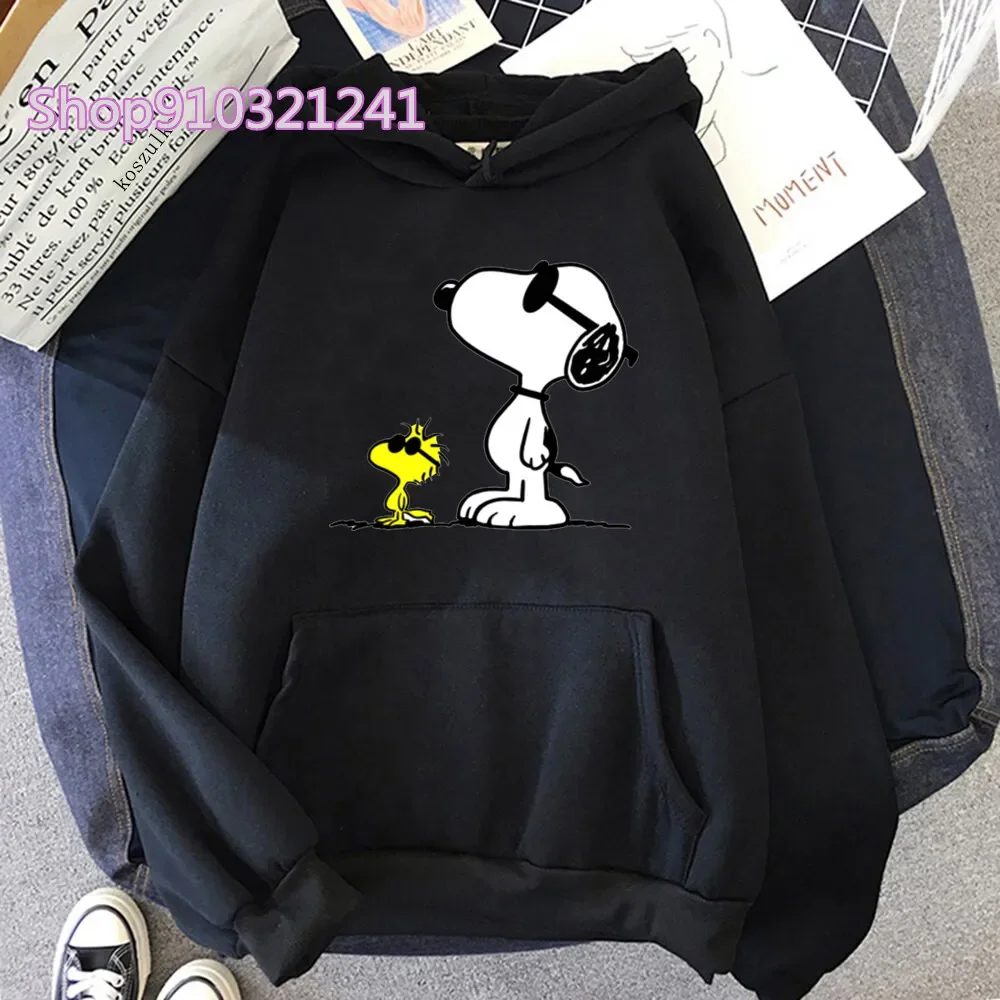 New Simple Daily Hoodies Women Vintage Y2k Aesthetic Snoopy Graphic Sweatshirts Y2k Youth Casual Tops Cartoon Graphic Clothing