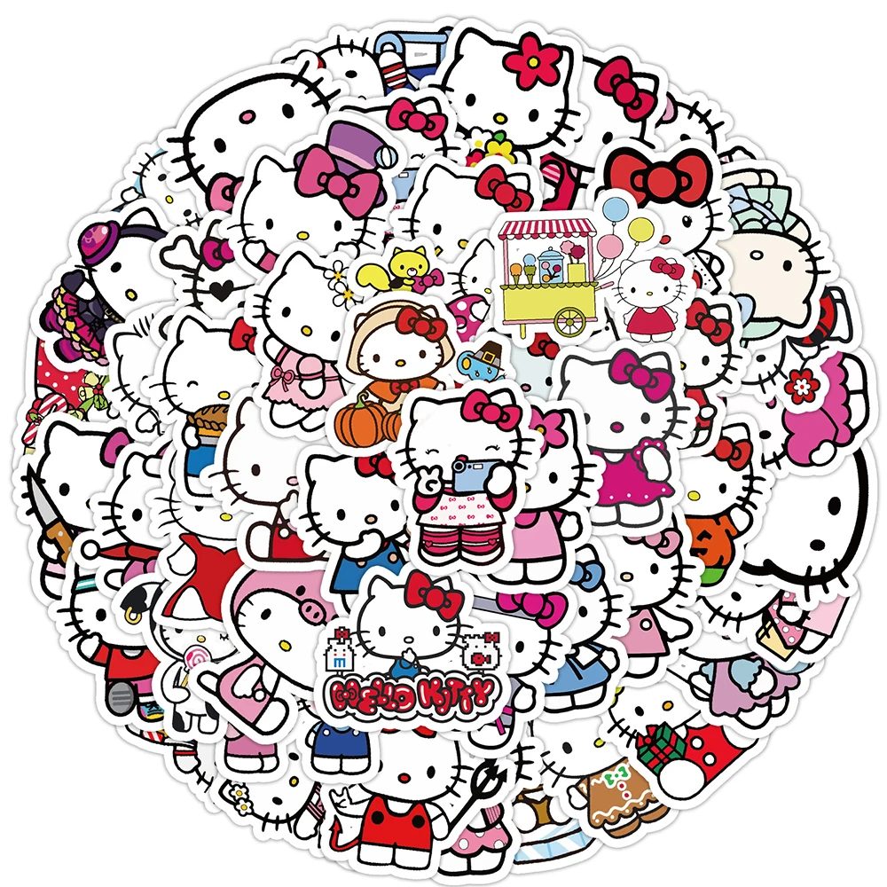 10/30/50pcs Hello Kitty Sanrio Anime Stickers Kawaii Girls Sticker Toy Phone Case Notebook bagagli Cute Cartoon Graffiti decalcomanie