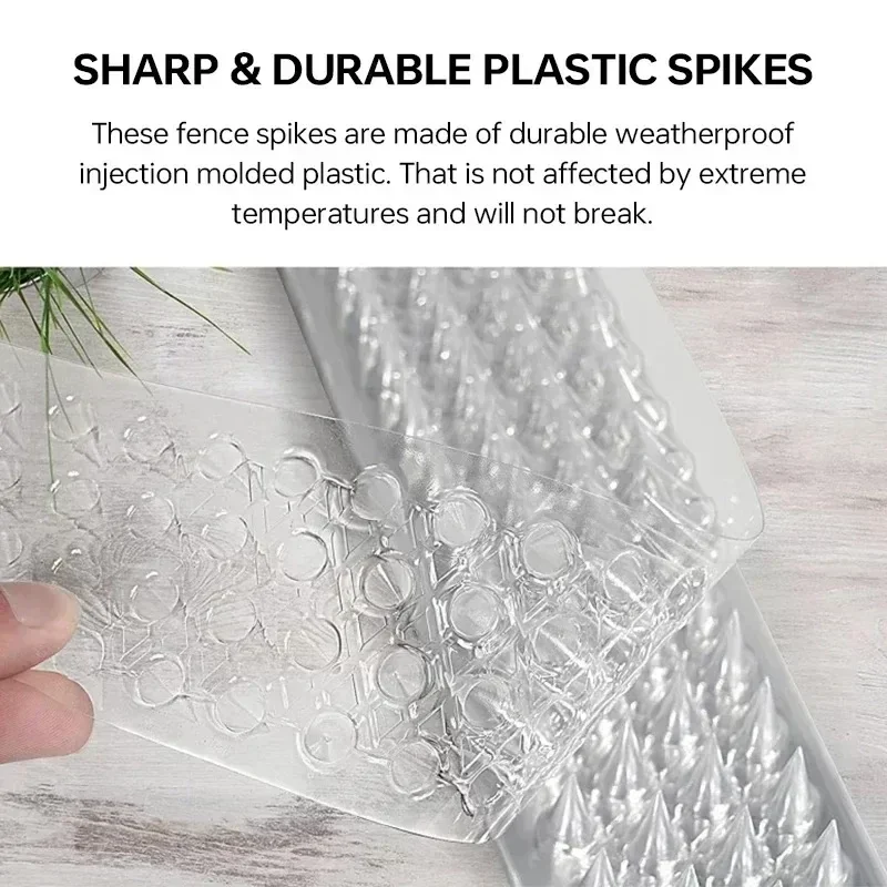 Hot Sell 10pcs Ultra-wide 12cm Outdoor Transparent Clear PET Bird Defender Spikes Strips for Indoor Outdoor Use Keep Pigeon, Squ