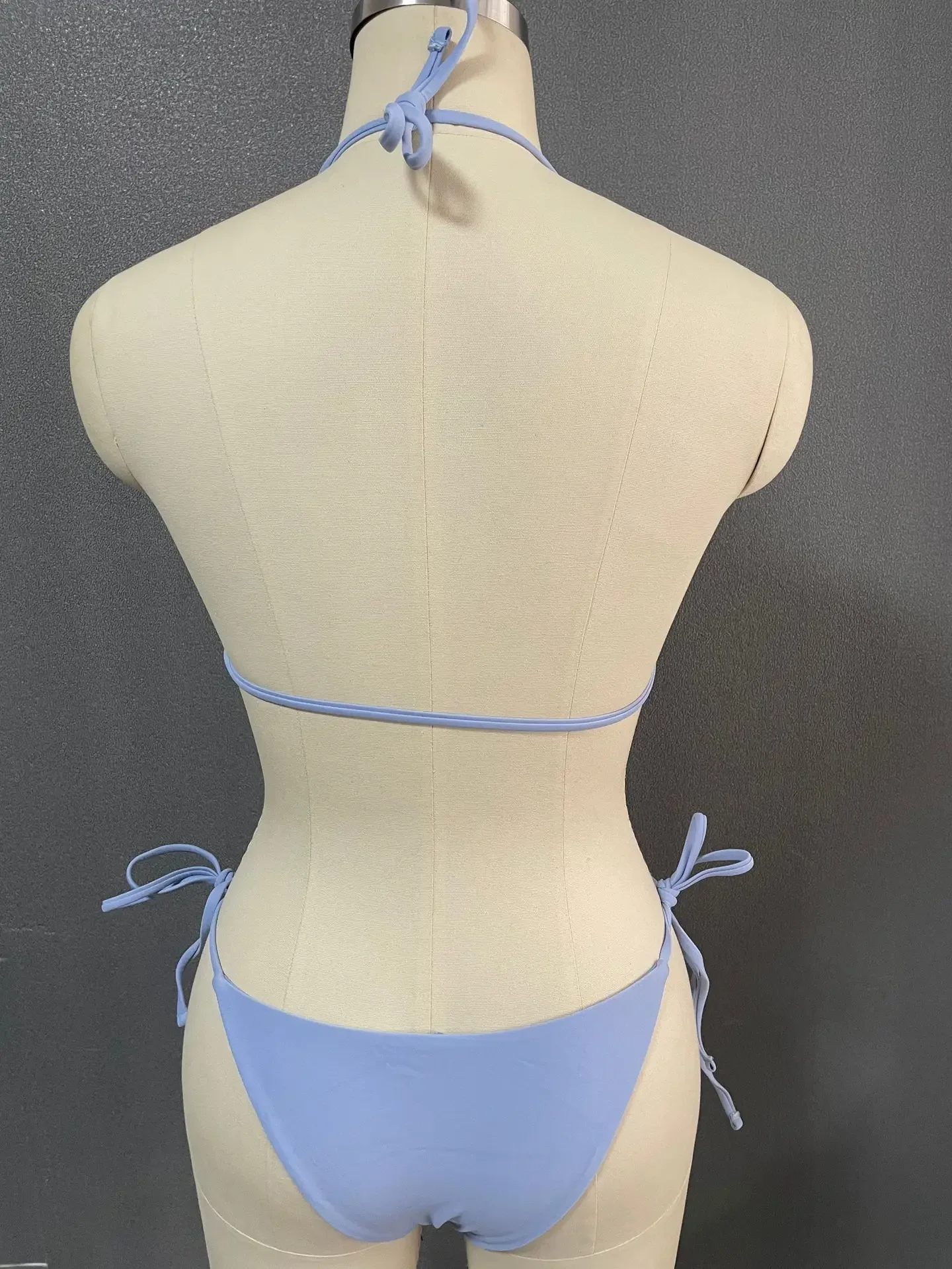 Sexy Blue Bandeau Swimwear Thong Bikini 2025 Women Wrinkled Swimsuits Swimming Bathing Suit Brazilian Bikinis Set Mujer Biquini