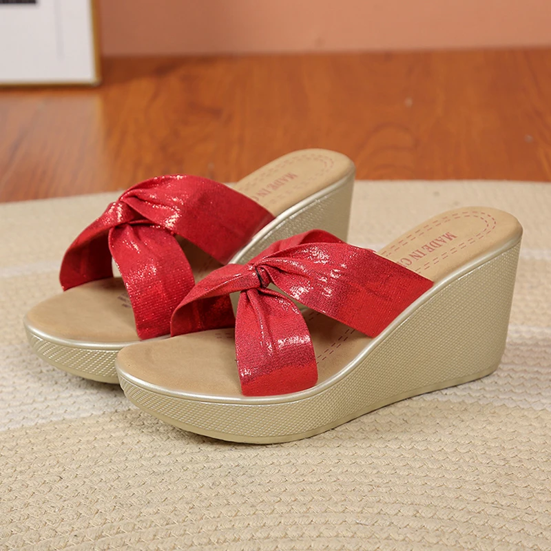 

Женские тапочки на танкетке, туфли на платформе, сандалии на высоком каблуке, летние повседневные шлепанцы, новые женские шлепанцы, трендовый бренд 2025 года, Mujer Zapatos