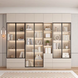 Floor-to-ceiling dustproof bookcase, bookshelves, simple and modern storage display cabinets